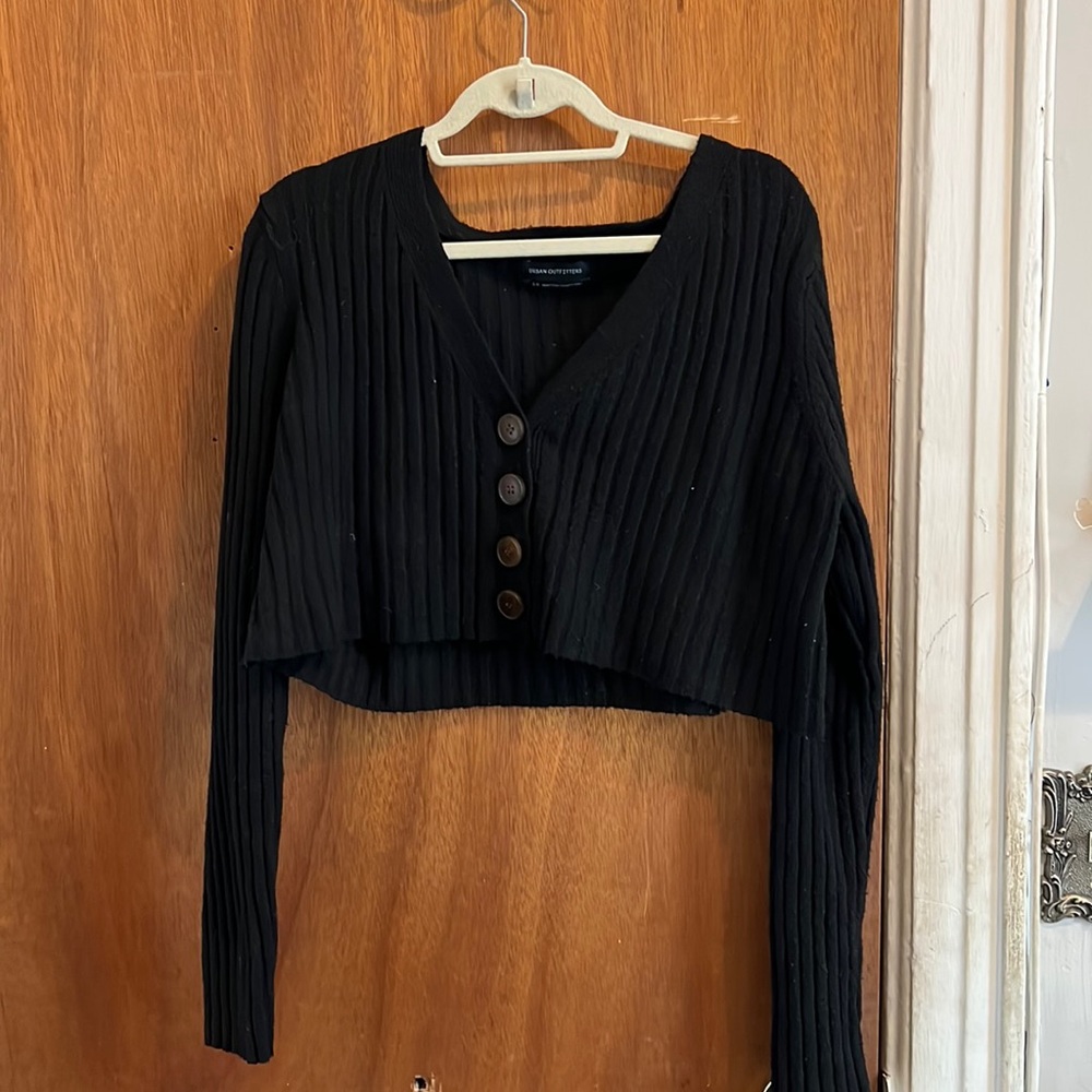 Cropped Black Cardigan